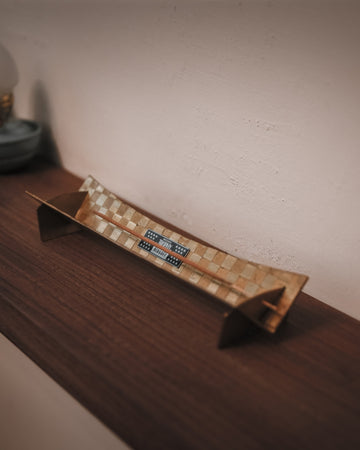 HIDEOFF • 復古黃銅線香座|Incense Stick Holder|Thophy Checker 經典棋盤款 (附收納皮套)