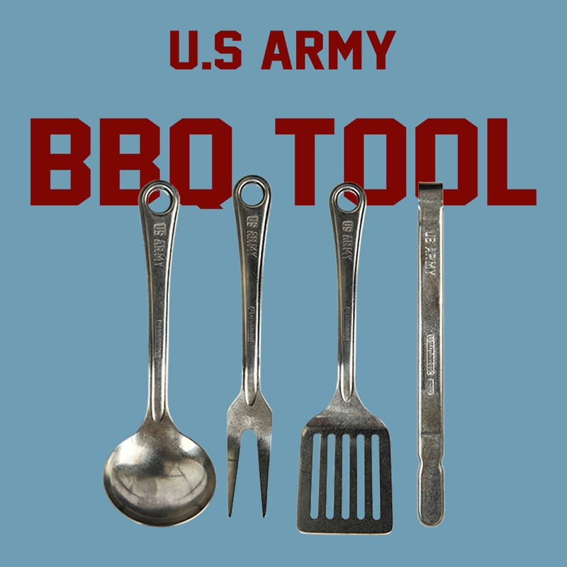 韓國 Featurnique • 石洗不鏽鋼BBQ料理道具4件組 U.S ARMY BBQ TOOL