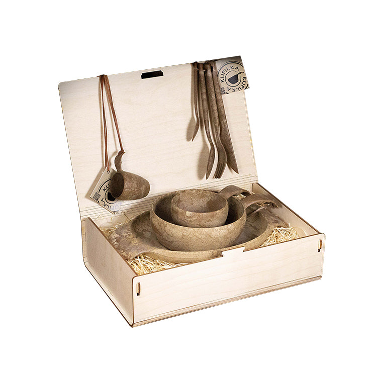 a wooden box with a pair of scissors on it 