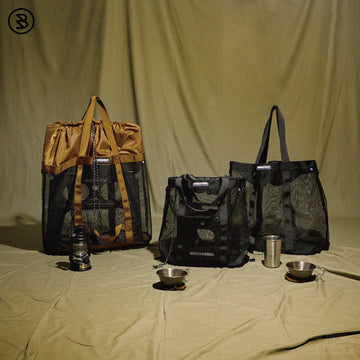 BrooklynWorks • Mesh Bag 多用途摺疊網袋 - S/L兩種尺寸 黑/狼棕兩種配色 - 現貨供應中