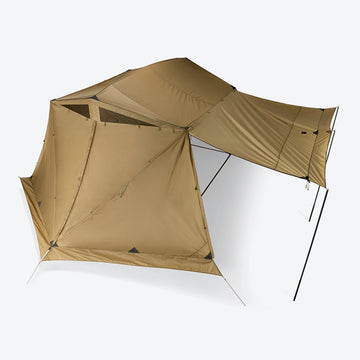 Helinox Tactical Field Tarp 6.0 Gen 2 狼棕色門片撐起成天幕