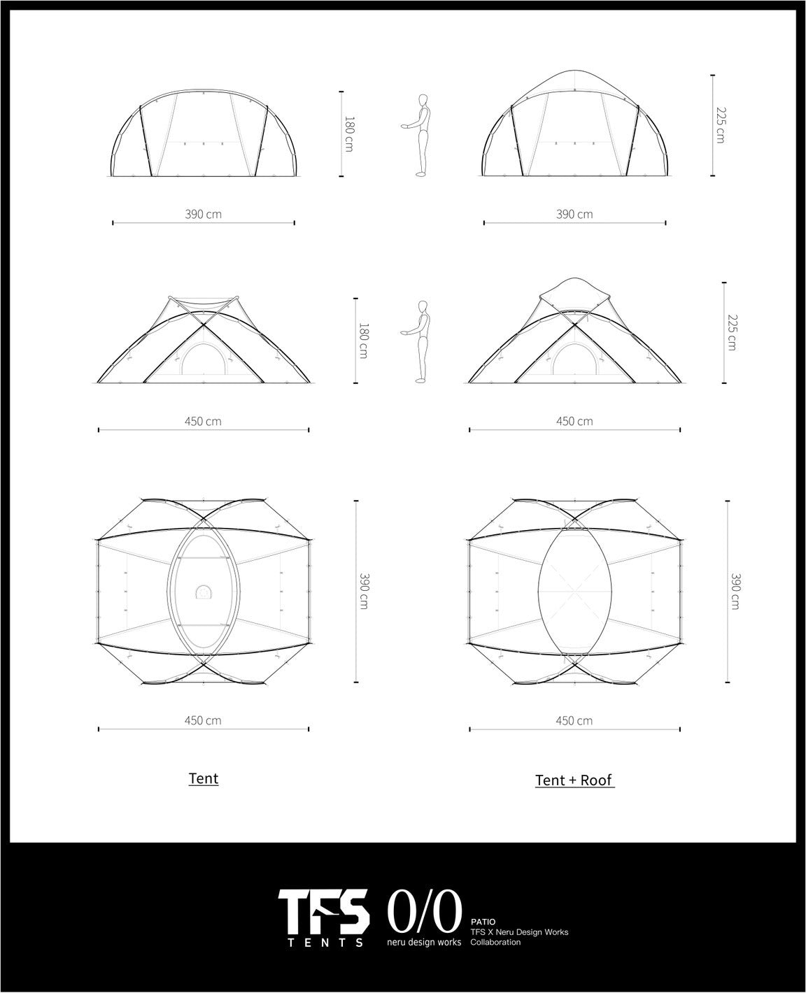 0/0 nerudesignworks ✕ TFStents｜Patio Tent 望空帳篷(黑/沙棕2色)