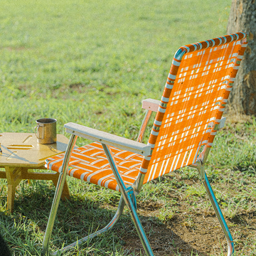 美國LAWN CHAIR • 編織摺疊椅 ORANGE AND WHITE STRIPE (柳橙橘系列) 2025 預購團 ✦