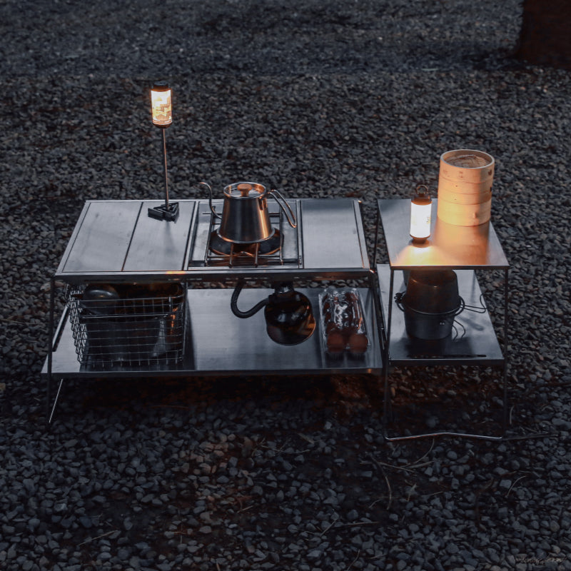 CAMP GEEKS • Ms-System 2.5單位不鏽鋼雙層桌｜一單位蓋板｜相關選配件