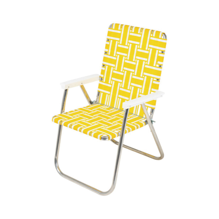 美國LAWN CHAIR • 編織摺疊椅 YELLOW AND WHITE STRIPE (檸檬黃系列) 2024預購團