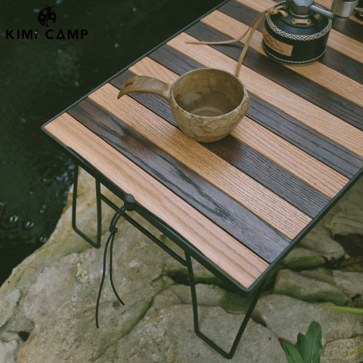 KIMI CAMP • KURU-KURU蛋捲桌板(摺疊網桌架專用) 三款: 原木色/深木色/雙木色 - 出貨附收納袋
